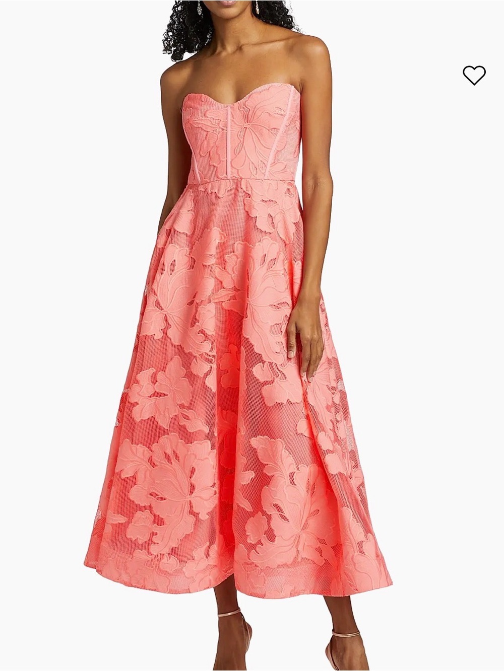 Strapless Sweetheart Coral As It May Lace Maxi Dress